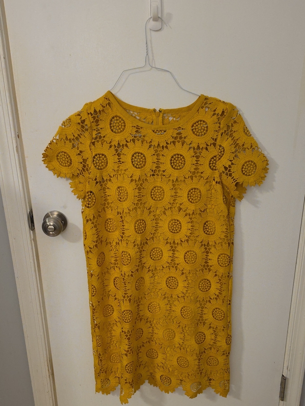 LOFT Mustard Yellow Lace Shift Dress
